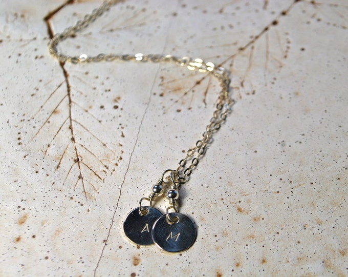 Sterling Silver Custom Hand Stamped Charm Necklace - 2 Charms