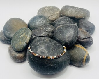 F**K CANCER Heishi and Silver Beaded Morse Code Adjustable Bracelet