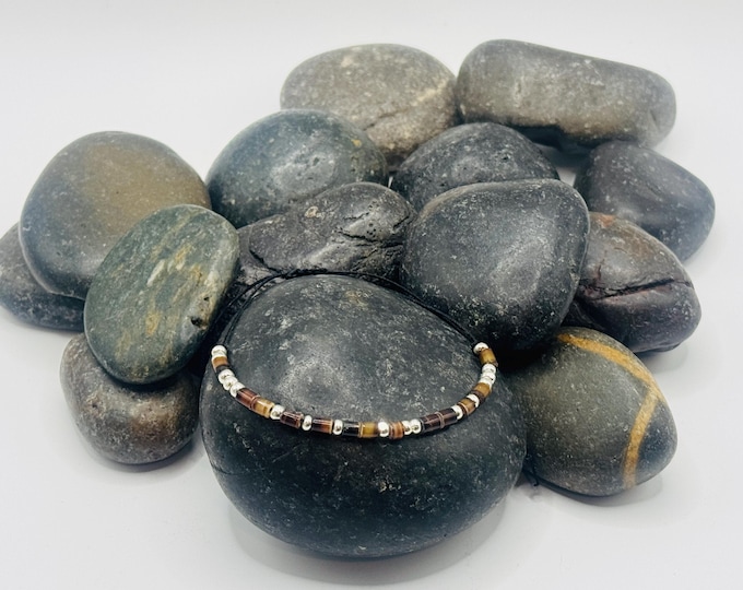 F**K CANCER Heishi and Silver Beaded Morse Code Adjustable Bracelet
