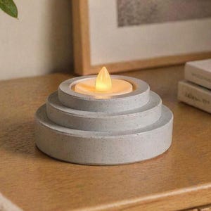 Sculptural Tea Light Holder, Minimalist Architectural Decor, Brutalist Home Accent