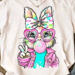 Cute Easter Bunny shirt PNG | Felices pascuas shirt png | Bubble Gum Bunny PNG | Easter Sublimation | Heart Glasses Bunny PNG | Cute Easter