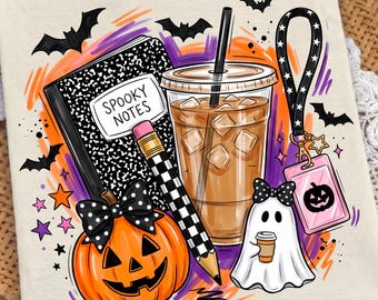 Spooky notes PNG, Pumpkin Teacher shirt design, Teaching Is Magic PNG, Cute Spooky Teacher Senior 2027, Halloween Teacher PNG. Ghost png images