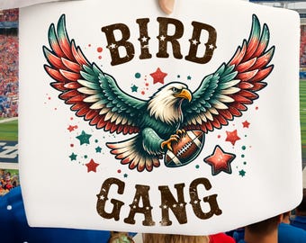 Retro Bird Gang Eagle PNG Clipart, Vintage Football Graphic, Game Day Stars Mascot, Sports T-Shirt Sublimation Design PNG Download