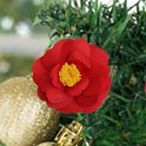 Holiday Camellia Ornament