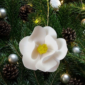 Magnolia Hanging Ornament, Christmas Ornaments, Magnolia, Anniversary, Home decor, Flower ornaments, Handmade, Christmas gifts,