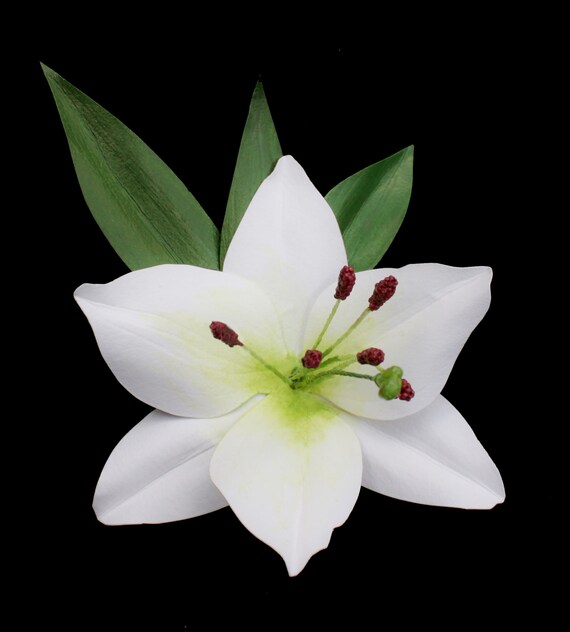 White Lily Hair Clip Etsy Canada
