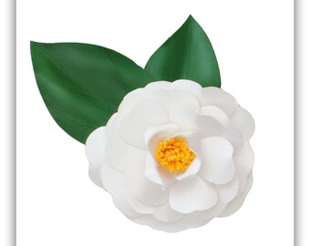 Camellia White Brooch