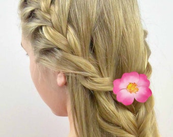 Pink Wild Rose Hair Clip