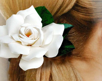 Large Gardenia Hair Clip, Bridal Wedding Accessory