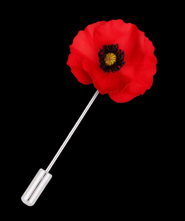 Hand-crafted Red Poppy Lapel Pin, Wildflower Boutonniere, Nature ...