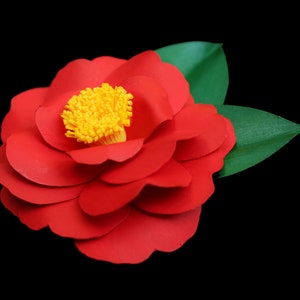 Red Camellia Japonica Brooch