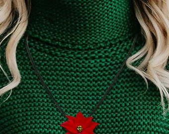 Red Poinsettia Necklace Pendant