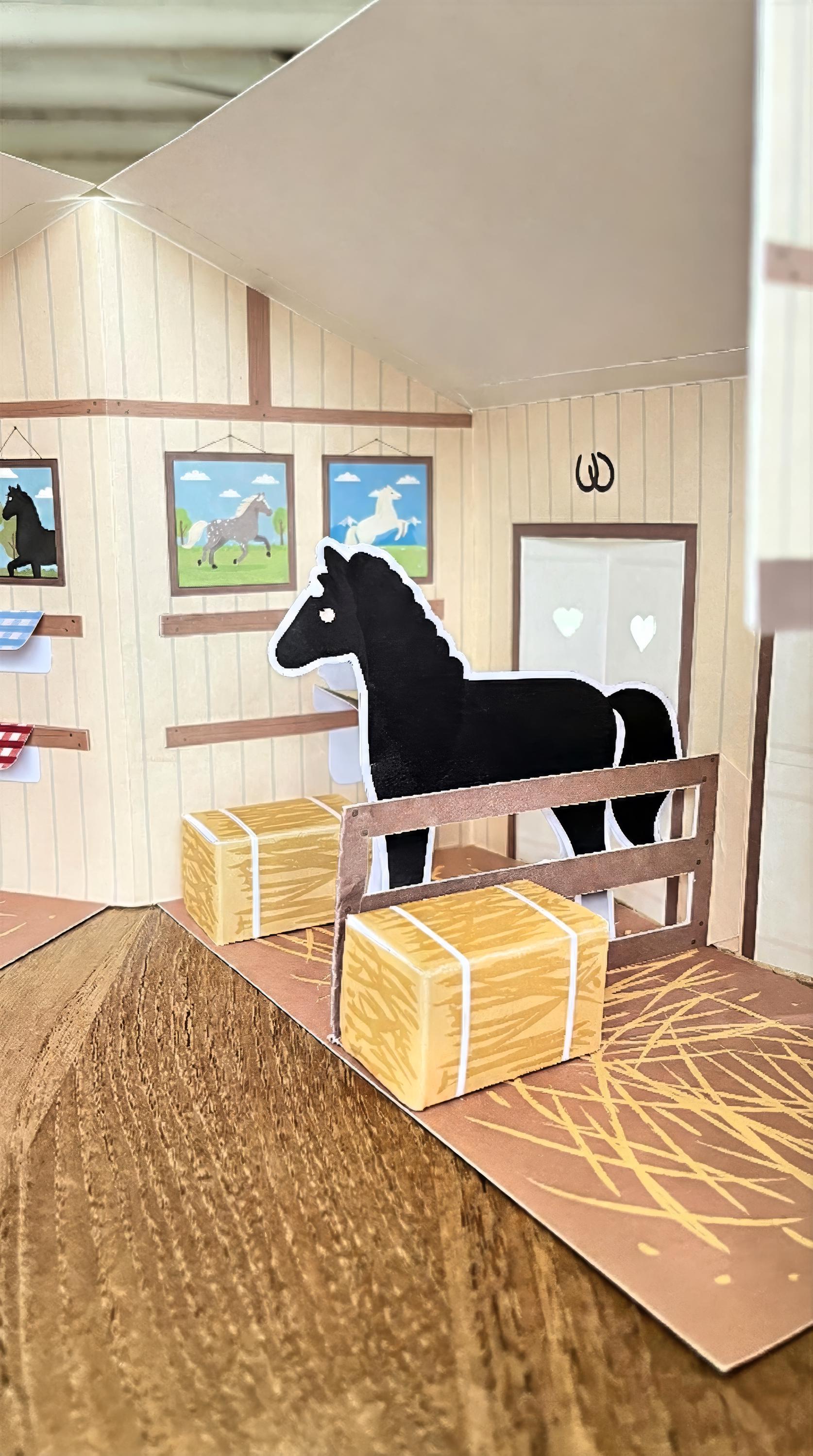 Printable Paper Horse Stable Toy DIY Model Barn Farm Animal Playset Cut ...