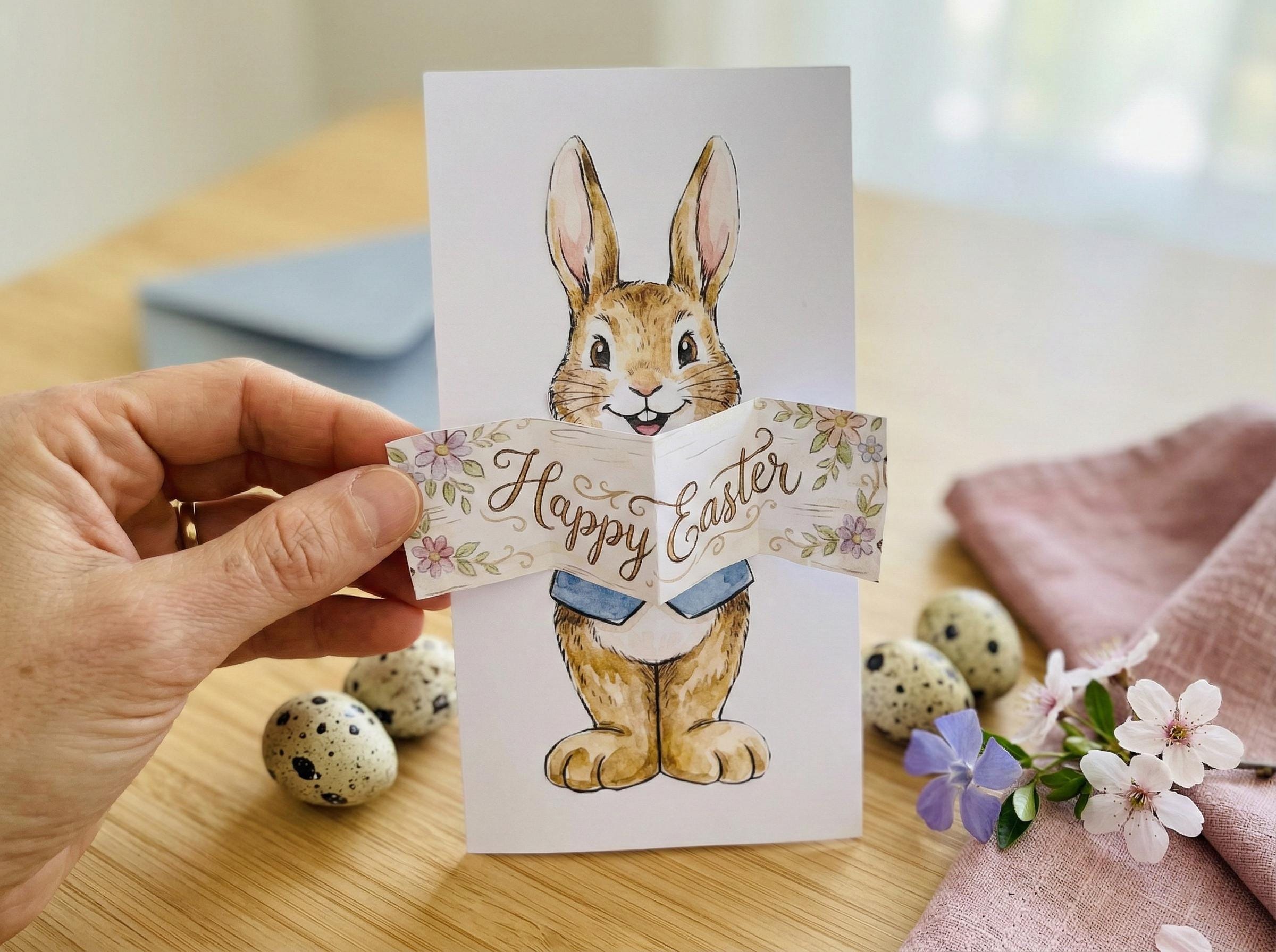 DIY Easter Pop up Card Printable 3D Bunny Card Storybook Rabbit Gift ...