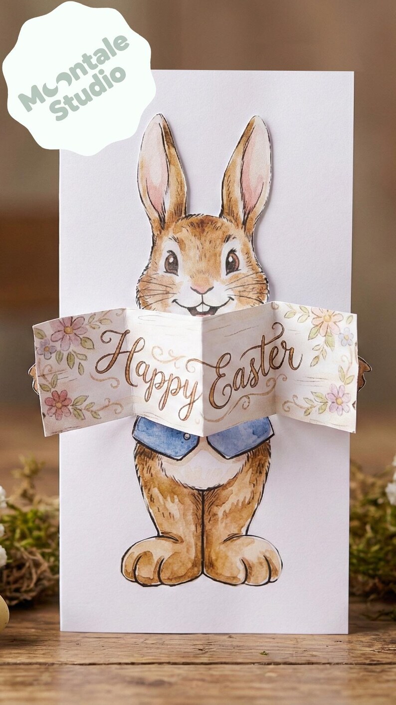 DIY Easter Pop up Card Printable 3D Bunny Card Storybook Rabbit Gift ...