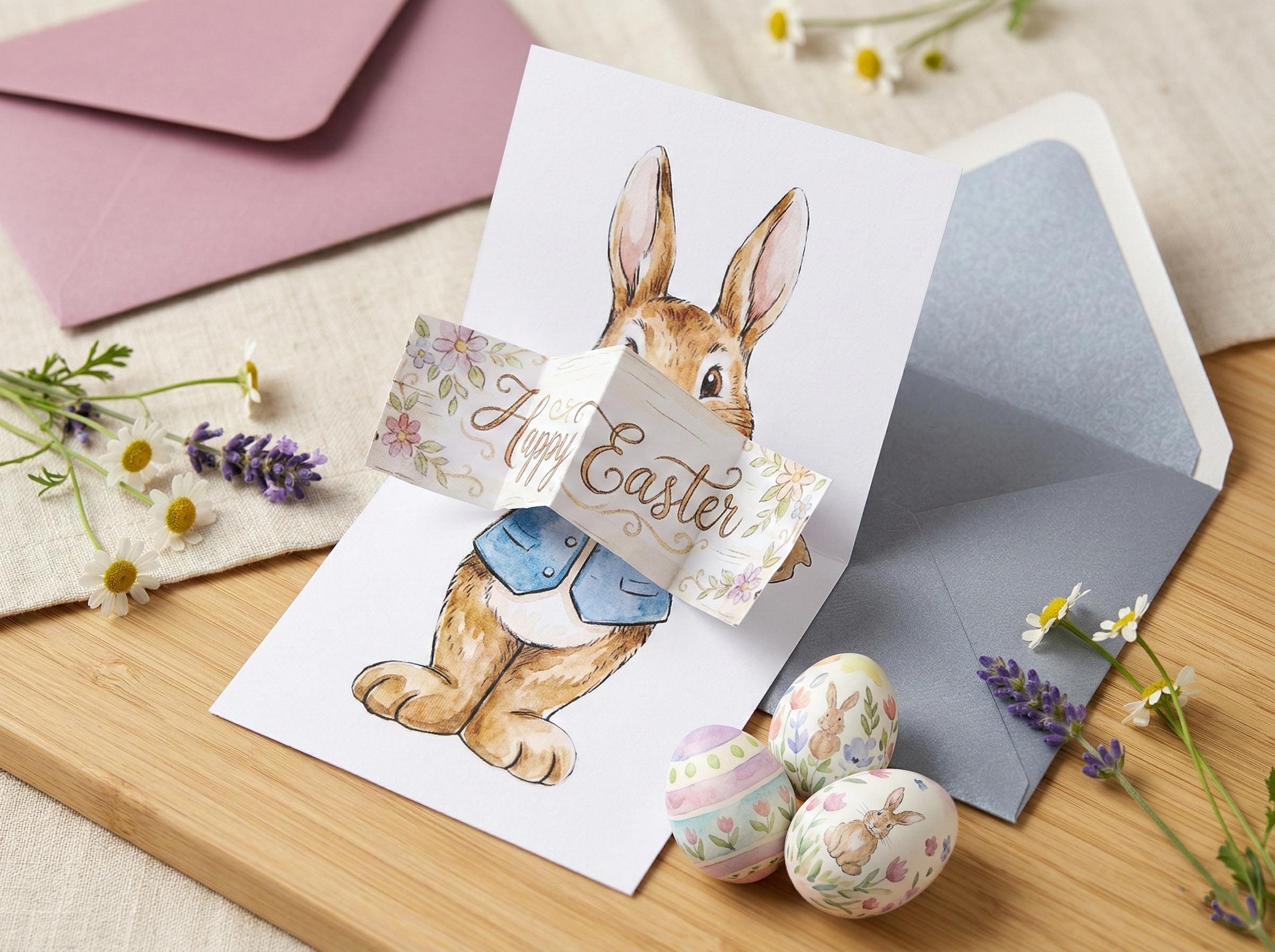 DIY Easter Pop up Card Printable 3D Bunny Card Storybook Rabbit Gift ...