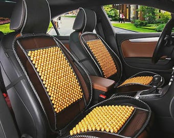 Fundas para asientos de coche con cuentas de madera / Juego de cojines de masaje transpirables (2 unidades)