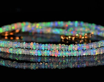 Collana con opale di fuoco bianco naturale, collana minimalista, gioiello artigianale con opale di fuoco, collana con perline di opale AAA, regalo con collana di opale per lei.