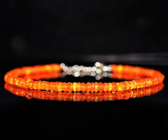 Vintage Orange Fire Opal bracelet, Minimalist bracelet, Handmade jewelry, AAA opal beaded bracelet, quality opal bracelet gift for her