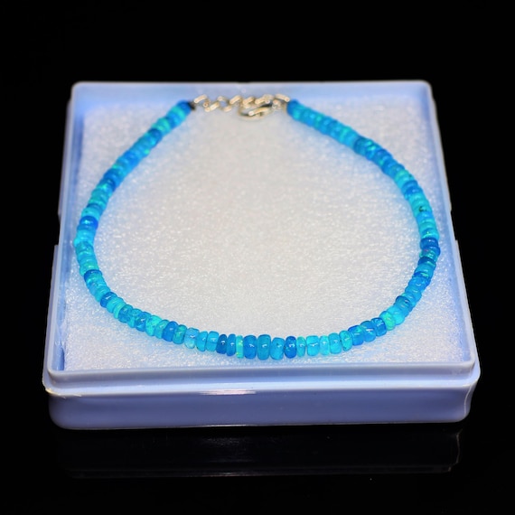 Vintage Paraiba Fire Opal bracelet, Minimalist bracelet, Handmade jewelry, AAA opal beaded bracelet, quality opal bracelet gift for her