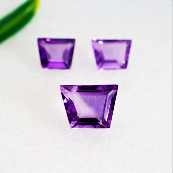 20.20 Carats Natural Purple Amethyst Lozenge Cut Loose Gemstone Set – Fancy Custom Shape Matching Pair/Trio for Jewelry Making Stone Lot.