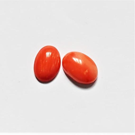 Natural Italian Coral Cabochon  4.50 Ct, Pair Loose Oval Gemstone , Jewelry Making, Certified Italian Mediterranean Monga Stone for Ring.