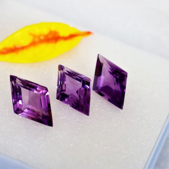 40.95 Carats Natural Purple Amethyst Lozenge Cut Loose Gemstone Set – Fancy Custom Shape Matching Pair/Trio for Jewelry Making Stone Lot.