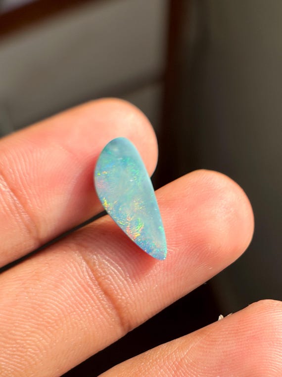 AAA Grade Australian Crystal Opal Cabochon, 2.45 Carat Natural White Opal Loose Stone, Fancy Flat Back Cab for Jewelry Making Stone.
