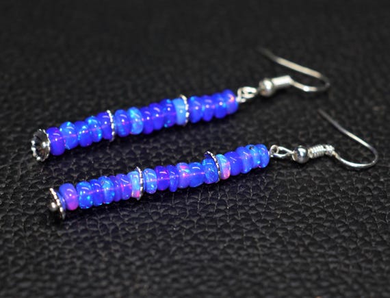 Vintage Lavender fire opal Earrings, AAA Ethiopian opal , 925 Sterling Silver earring, Cluster earring for her, Women earring, Gift for her.