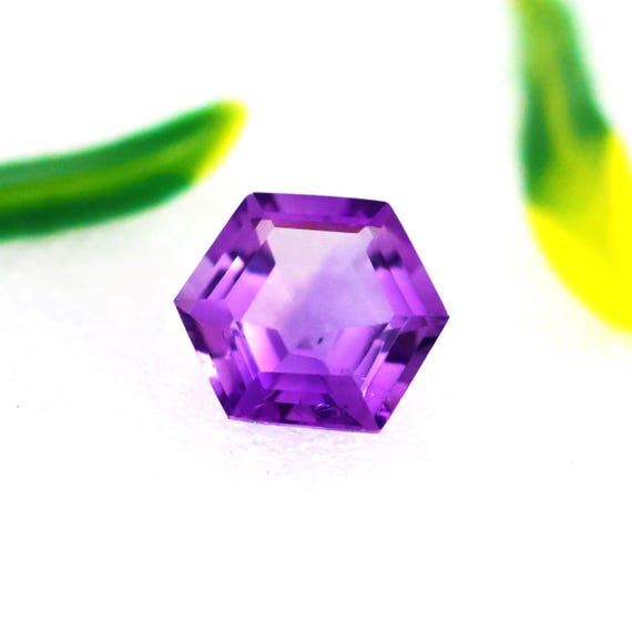 Amethyst Gemstone, Hexagon Cut Stone, Loose Gemstone, Purple Amethyst, 8.35 Carat Amethyst, Geometric Gem for Jewelry Making Stone, 13x8 MM.