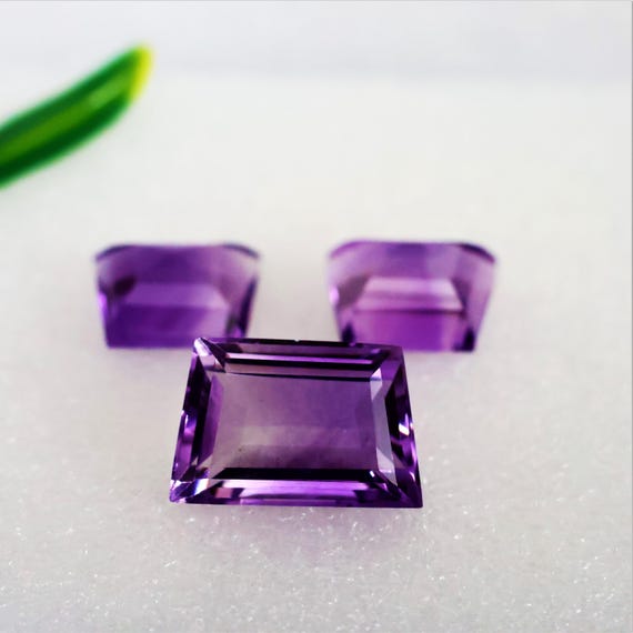 46.85 Carats Natural Purple Amethyst Lozenge Cut Loose Gemstone Set – Fancy Custom Shape Matching Pair/Trio for Jewelry Making Stone Lot.