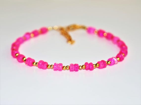 Vintage Pink Opal bracelet, Minimalist bracelet, Handmade jewelry, AAA quartz bracelet, quality Pink Opal bracelet gift for her.
