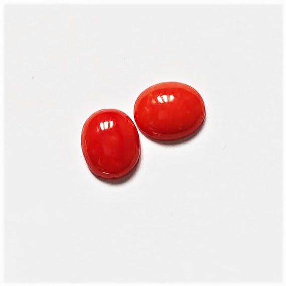 AAA Grade Natural Italian Coral , 3.75 Ct, Pair Loose Oval Gemstone , Jewelry Making, Certified Italian Mediterranean Monga Stone for Ring
