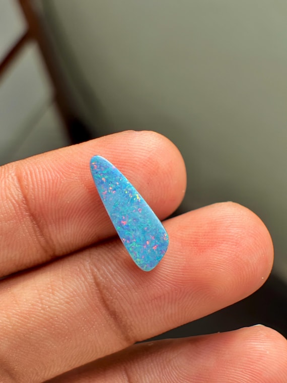 Natural Fire Australian Opal Cabochon, 2.40 Carat Natural Rainbow Fire Opal Loose Stone, Fancy Flat Back Cab for Jewelry Making Stone.