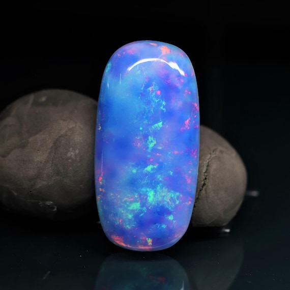 Natural Blue Opal Rainbow Fire, 26.35 Carat 33x16x5 MM, Blue Large Natural Opal Ethiopian Natural Gemstone, Gift For Her.