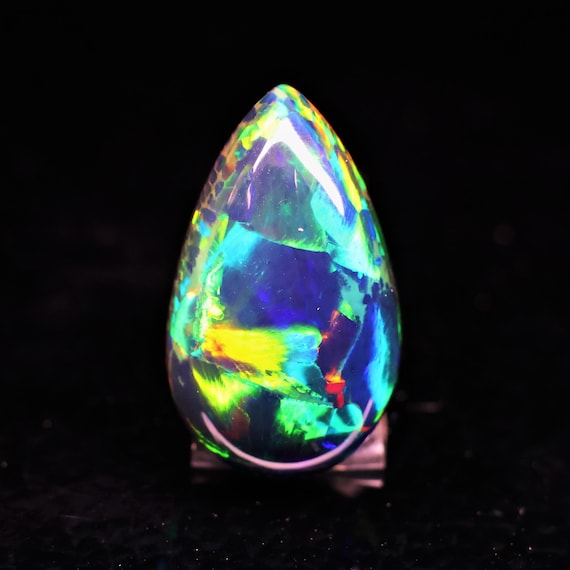 Vintage Black Opal Rainbow Fire, 15.60 Carat 24x14x9 MM, Black Large Natural Opal Ethiopian Natural Gemstone, Gift For Her.