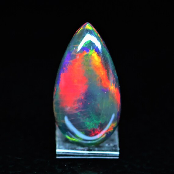 Natural Black Opal Rainbow Fire, 12.55 Carat 25x13x8 MM, Black Large Natural Opal Ethiopian Natural Gemstone, Gift For Her.