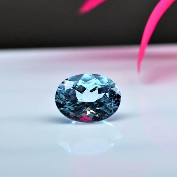 1.35 Ct Natural Blue Aquamarine Loose Gemstone | 8x6 mm Oval Cut Faceted Aquamarine | March Birthstone for Jewelry.