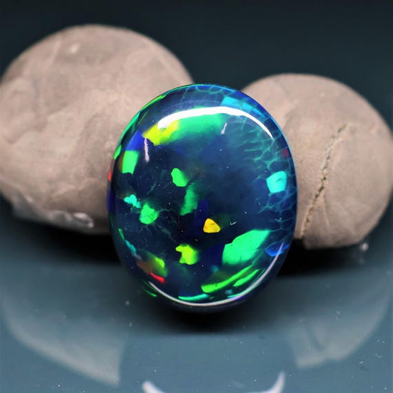 Natural Black Opal Rainbow Fire, 28.85 Carat 25x20x11 MM, Black Large Natural Opal Ethiopian Natural Gemstone, Gift For Her.