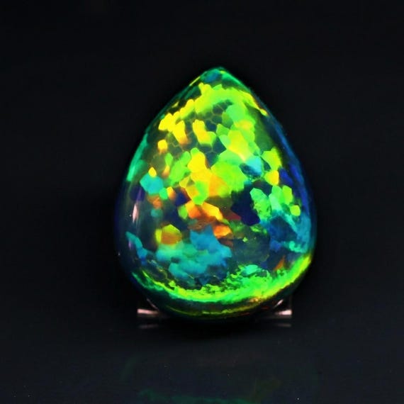 14.50 Carat, Natural Black Ethiopian Opal Cabochon, Natural Black Ethiopian Opal Cabochon Gemstone ( 25x11x10 mm )