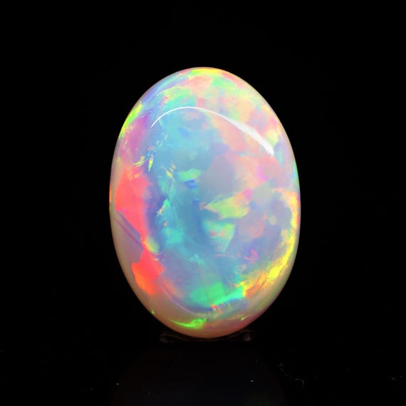 Natural White Opal Rainbow Fire, 17.30 Carat 21x15x10 MM, White Large Natural Opal Ethiopian Natural Gemstone, Gift For Her.