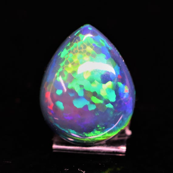 Natural Black Opal Rainbow Fire, 14.80 Carat 19x15x10 MM, Black Large Natural Opal Ethiopian Natural Gemstone, Gift For Her.