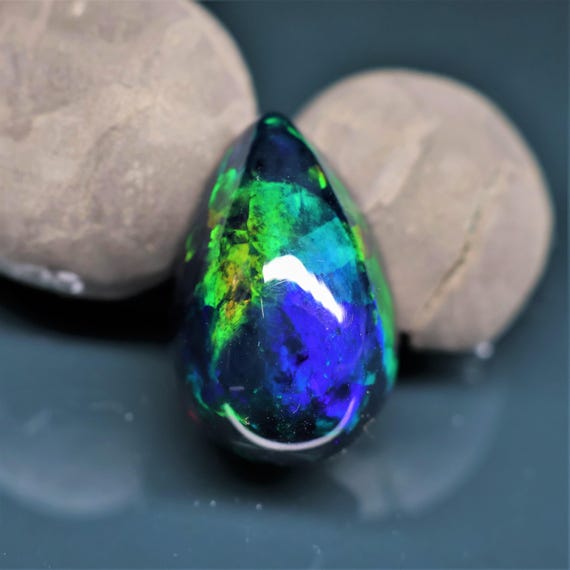 Natural Black Opal Rainbow Fire, 21 Carat 24x16x14 MM, Black Large Natural Opal Ethiopian Natural Gemstone, Gift For Her.