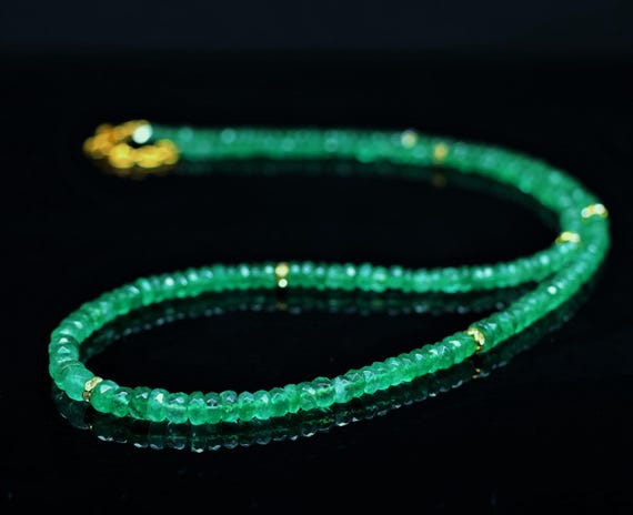 Emerald jewelry for women, Faceted beaded jewelry, Emerald Jewelry for her, Women necklace, AAA Emerald, 925 Sterling silver, Gift for her.