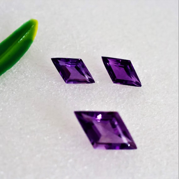 11.60 Carats Natural Purple Amethyst Lozenge Cut Loose Gemstone Set – Fancy Custom Shape Matching Pair/Trio for Jewelry Making Stone Lot.