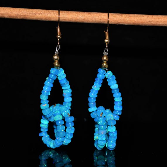 Natural Paraiba fire opal jewelry, Ethiopian opal earrings, 925 Sterling Silver earrings, Cluster earrings for her, Gift for her.