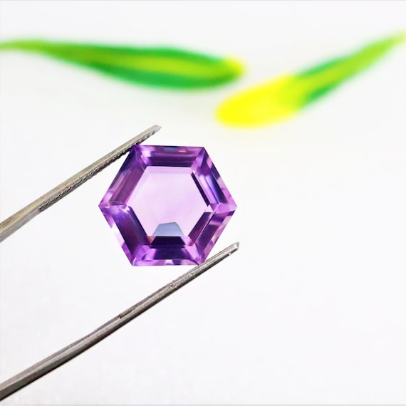 Amethyst Gemstone, Hexagon Cut Stone, Loose Gemstone, Purple Amethyst, 12.15 Carat Amethyst, Geometric Gem Jewelry Making Stone, 15x9 MM.
