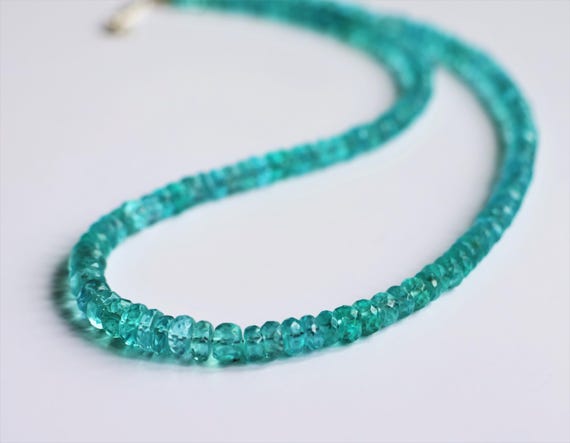 Apatite Beaded Necklace – Natural Apatite Gemstone Handmade Necklace for Women | Sterling Silver Crystal Healing Jewelry | Birthday Gift