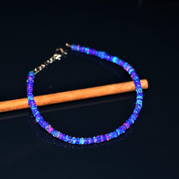 Natural Lavender Fire Opal bracelet, Minimalist bracelet, Handmade jewelry, AAA opal beaded bracelet, quality opal bracelet gift for her