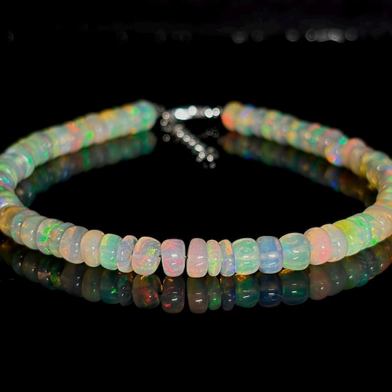 Natural Fire Opal Bracelet, Minimalist Bracelet, Handmade Jewelry, AAA Ethiopian Opal Beaded Bracelet, Quality Opal Bracelet, Gift For Her.
